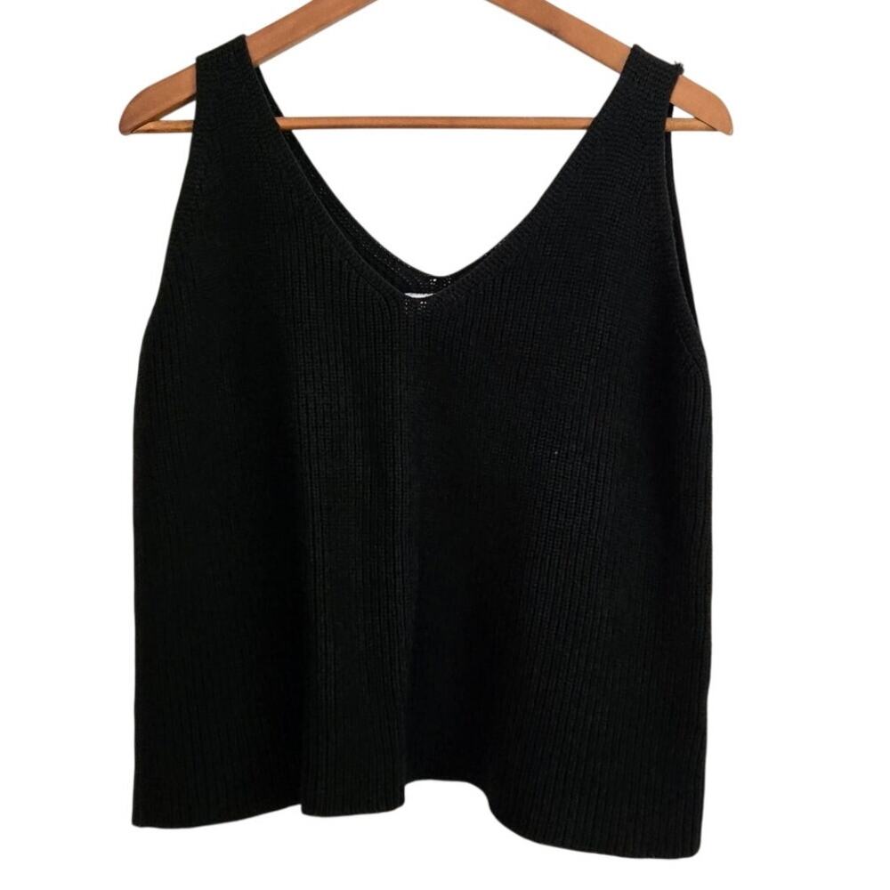 Gilli's 90s Grunge Whimsigoth Minimalist Ribbed Knit Black Sweater Tank Medium